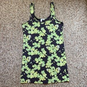 Green & Charcoal Gray Floral Tank Top